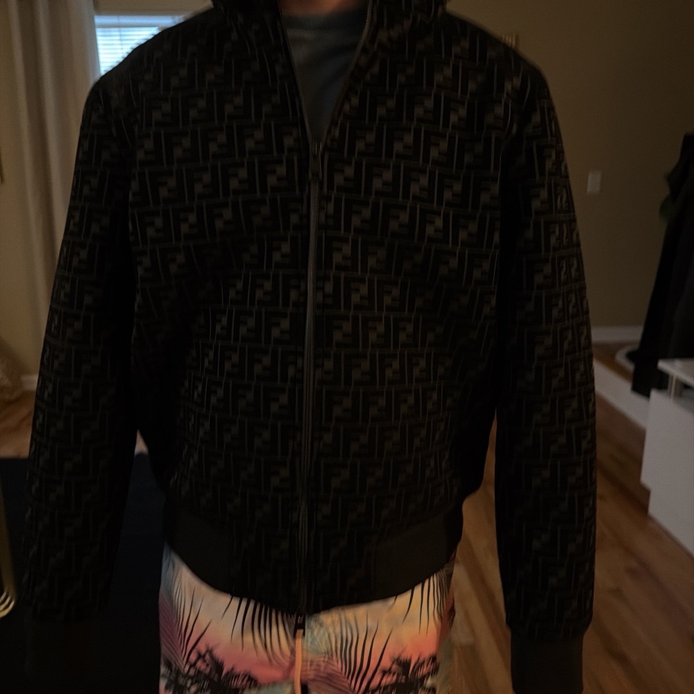 Fendi Black Monogram Bomber Jacket